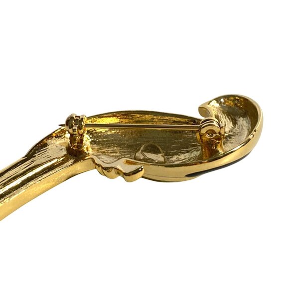 Liz Claiborne Parrot Bird Rhinestone Eye Green Enamel Gold Tone Brooch Pin 2.5in - Picture 5 of 8